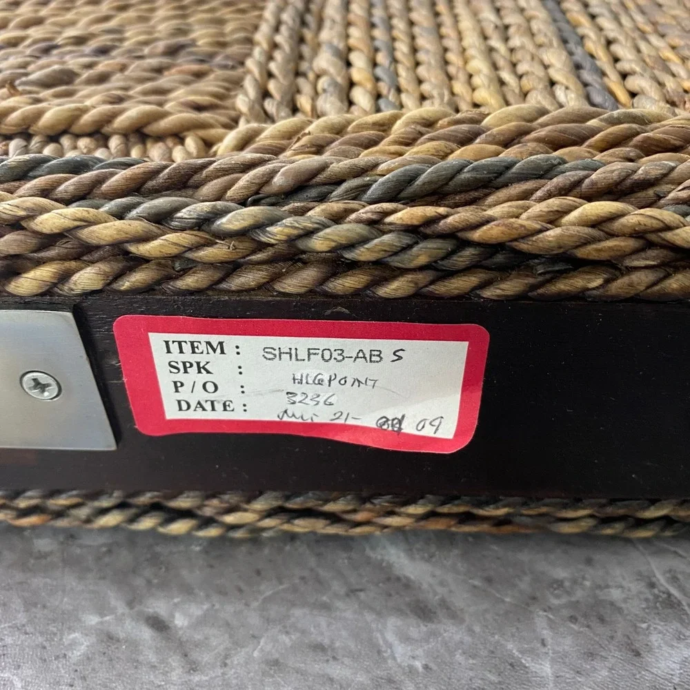Padmas Plantation Woven Seagrass Floating Wall Shelf Brown SHLF03-AB S Indonesia